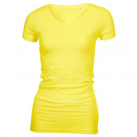 Long Stretch V-Neck T-shirt Lys gul (light yellow)