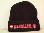 Sort Bronxhue med broderet Danmark