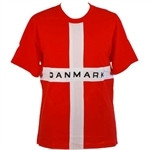 Danmark T-shirt rød med kors str. 12-14 år