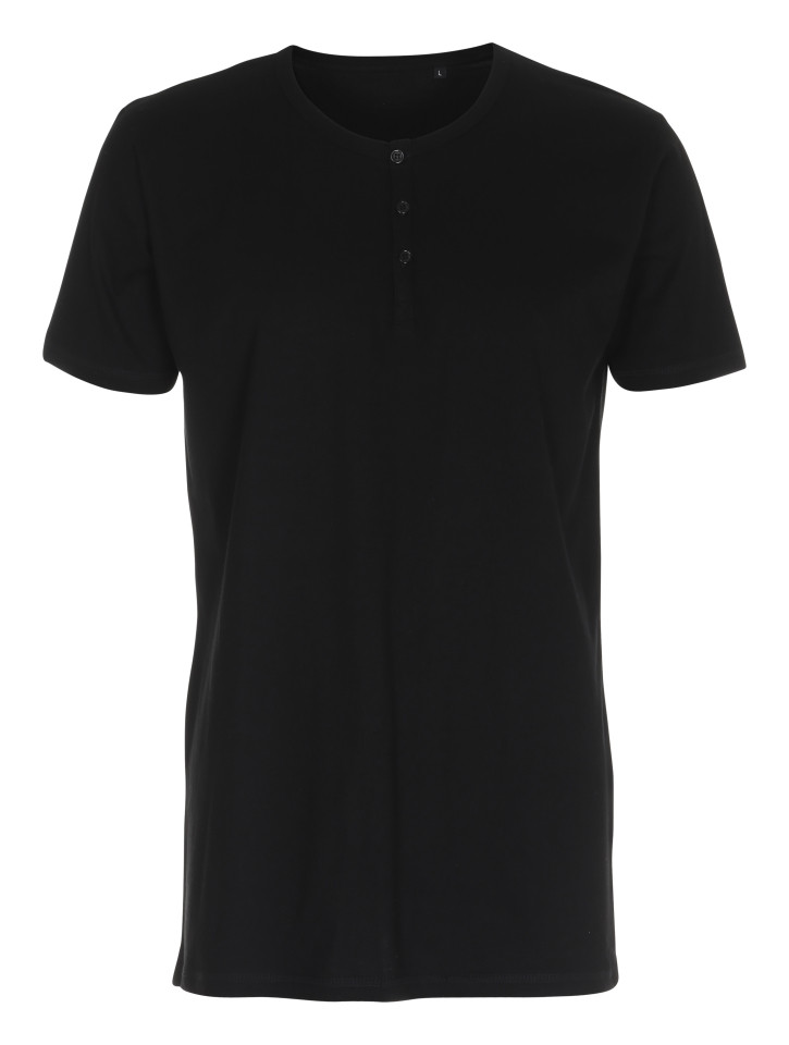 Mens Tee W/Placket T-shirt med knapper sort (black) Mens Tee W/Placket T-shirt med knapper sort (black)