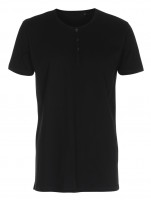 Mens Tee W/Placket T-shirt med knapper sort (black)