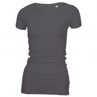 Long Stretch V-Neck T-shirt sort (black)