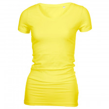 Long Stretch V-Neck T-shirt Lys gul (light yellow)