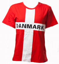 Danmark T-shirt rød med kors Danmark T-shirt rød med kors