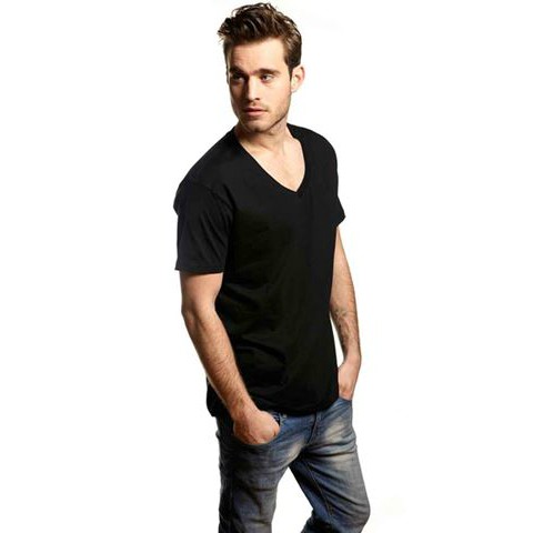 Mens Tee Deep V-Neck T-shirt sort (black) Mens Tee Deep V-Neck T-shirt sort (black)