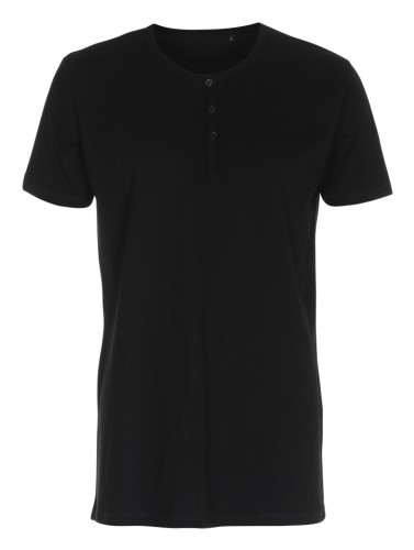 Mens Tee W/Placket T-shirt med knapper sort (black) Mens Tee W/Placket T-shirt med knapper sort (black)