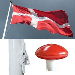 4 meter glasfiber flagstang med vippebeslag Glasfiber flagstang 4 m vippebeslag